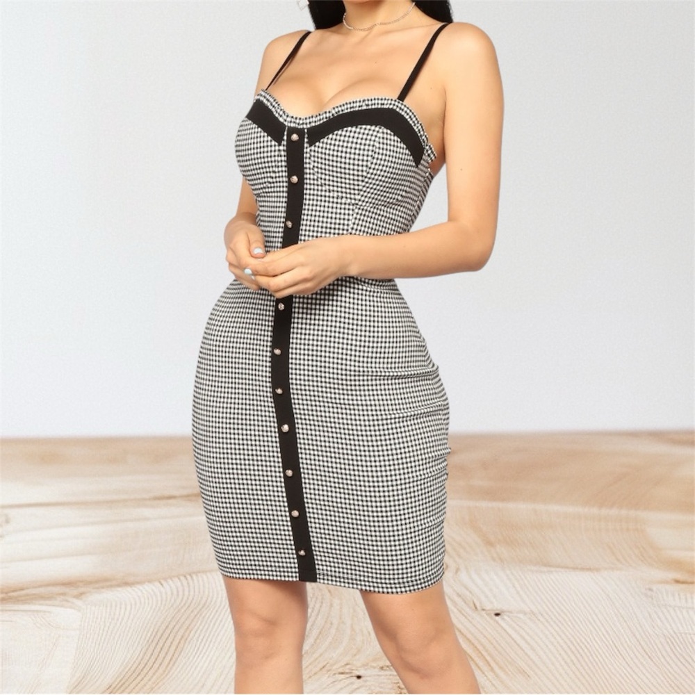 Black and White Houndstooth Dress